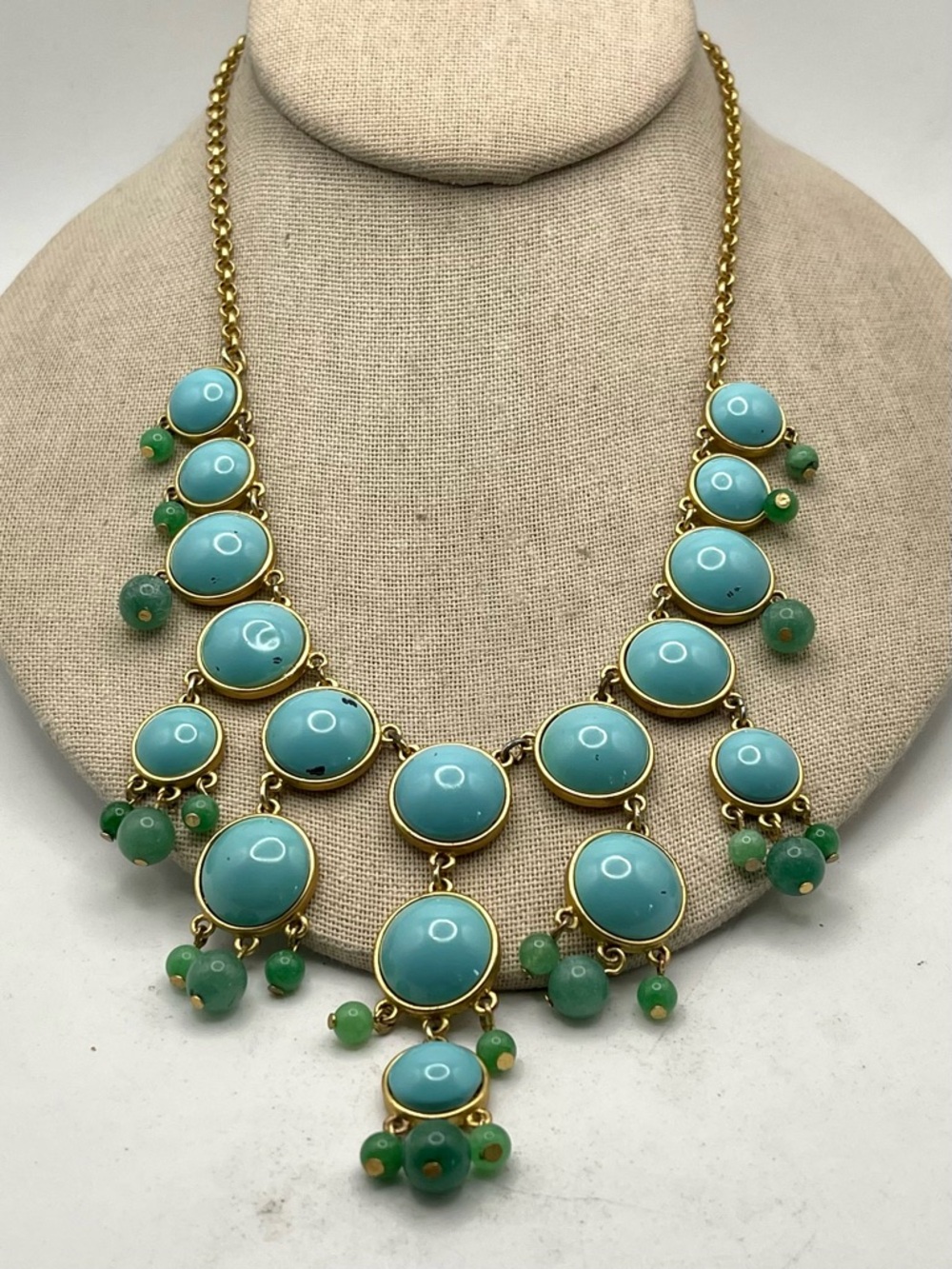 Stylish Talbots Faux Turquoise Bib Drop Statement Necklace Coastal Vibe - Picture 9 of 16